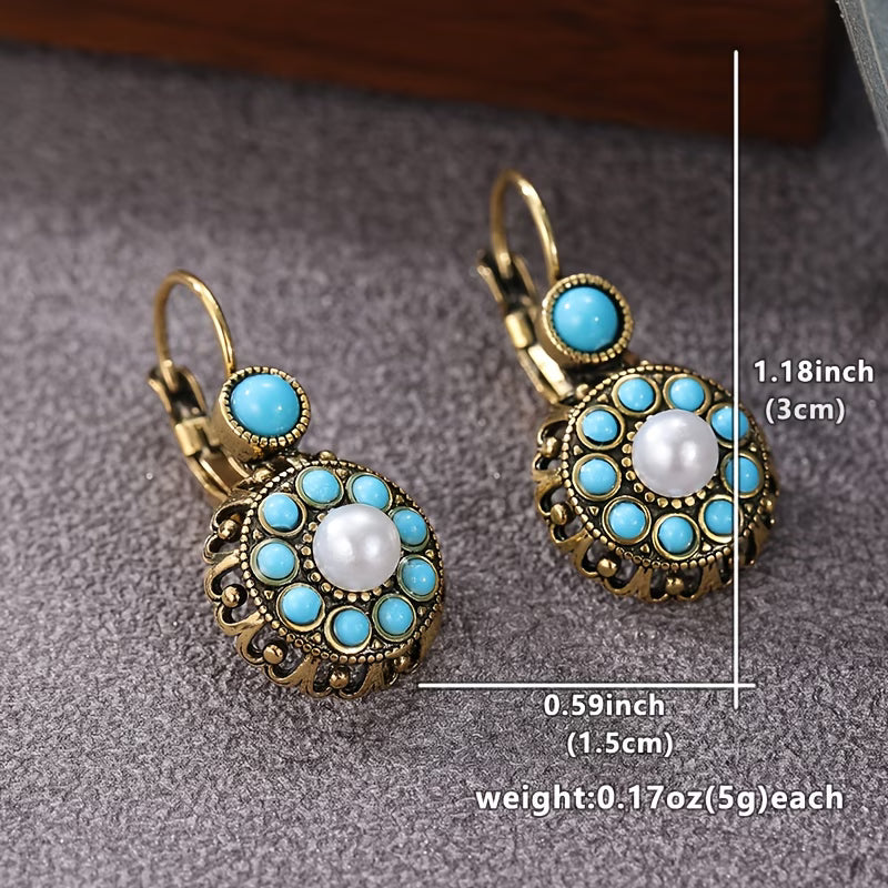 Premium Pearl and Turquoise Bloom Earrings