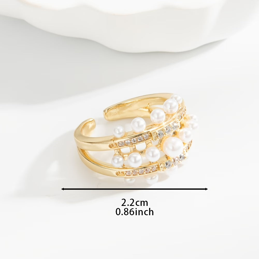 Elegant Pearl Zirconia Ring