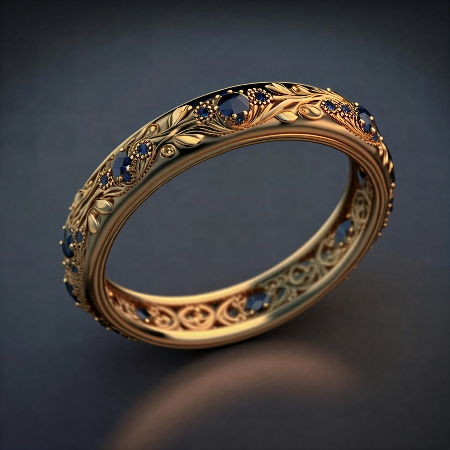 Twilight Blue Zirconia Leaf Ring