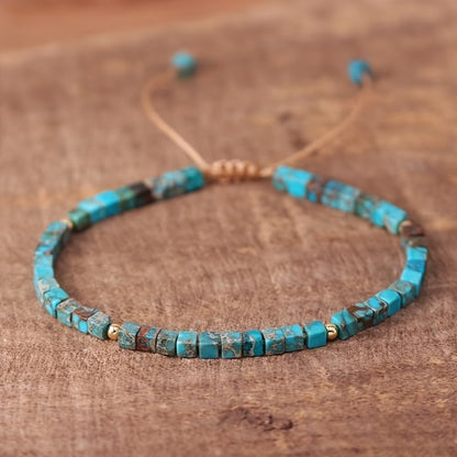 Adjustable Square Stone Turquoise Bracelet