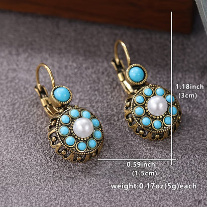 Premium Pearl and Turquoise Bloom Earrings