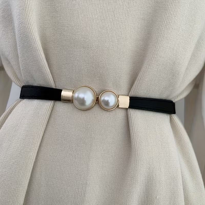 Elegant Double Pearl Stretch Buckle