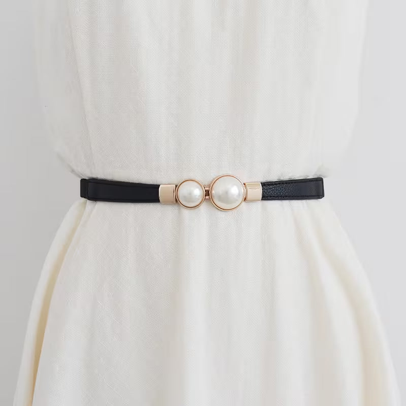 Elegant Double Pearl Stretch Buckle