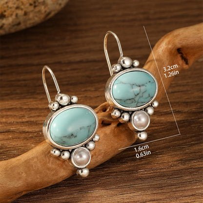 Turquoise Inlaid Dangle Earrings