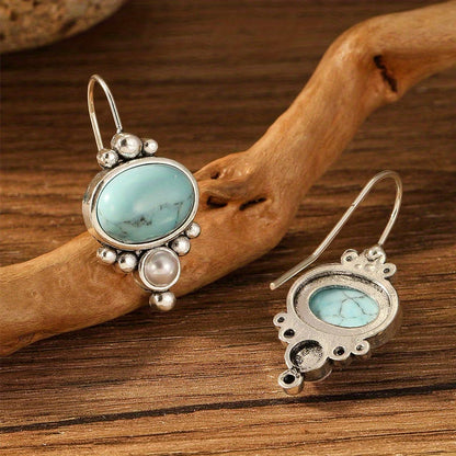 Turquoise Inlaid Dangle Earrings