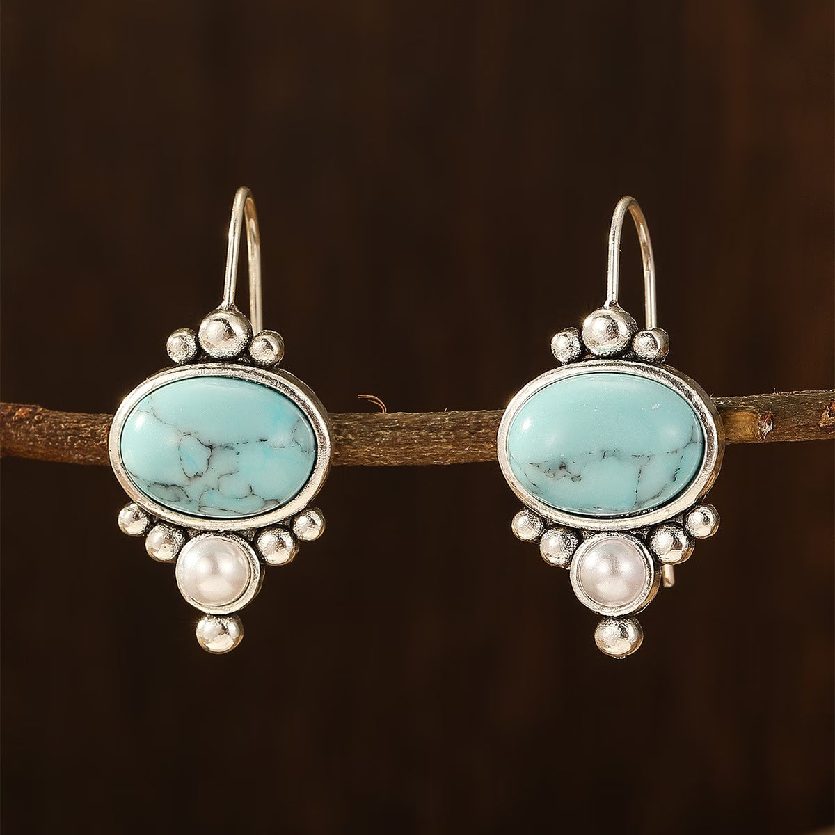 Turquoise Inlaid Dangle Earrings