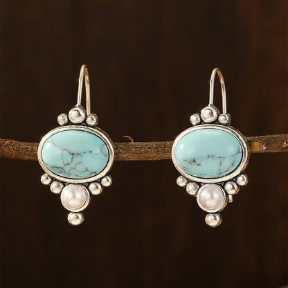 Turquoise Inlaid Dangle Earrings