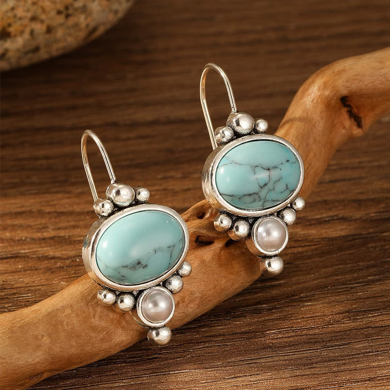 Turquoise Inlaid Dangle Earrings