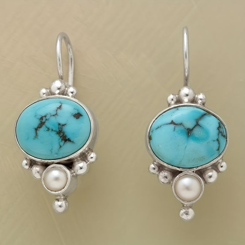 Turquoise Inlaid Dangle Earrings