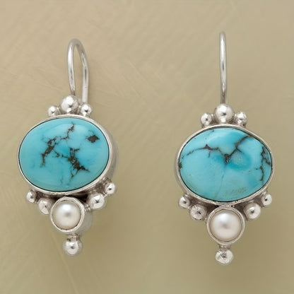Turquoise Inlaid Dangle Earrings