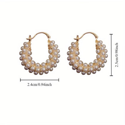 Layered Pearl Hoop Earrings