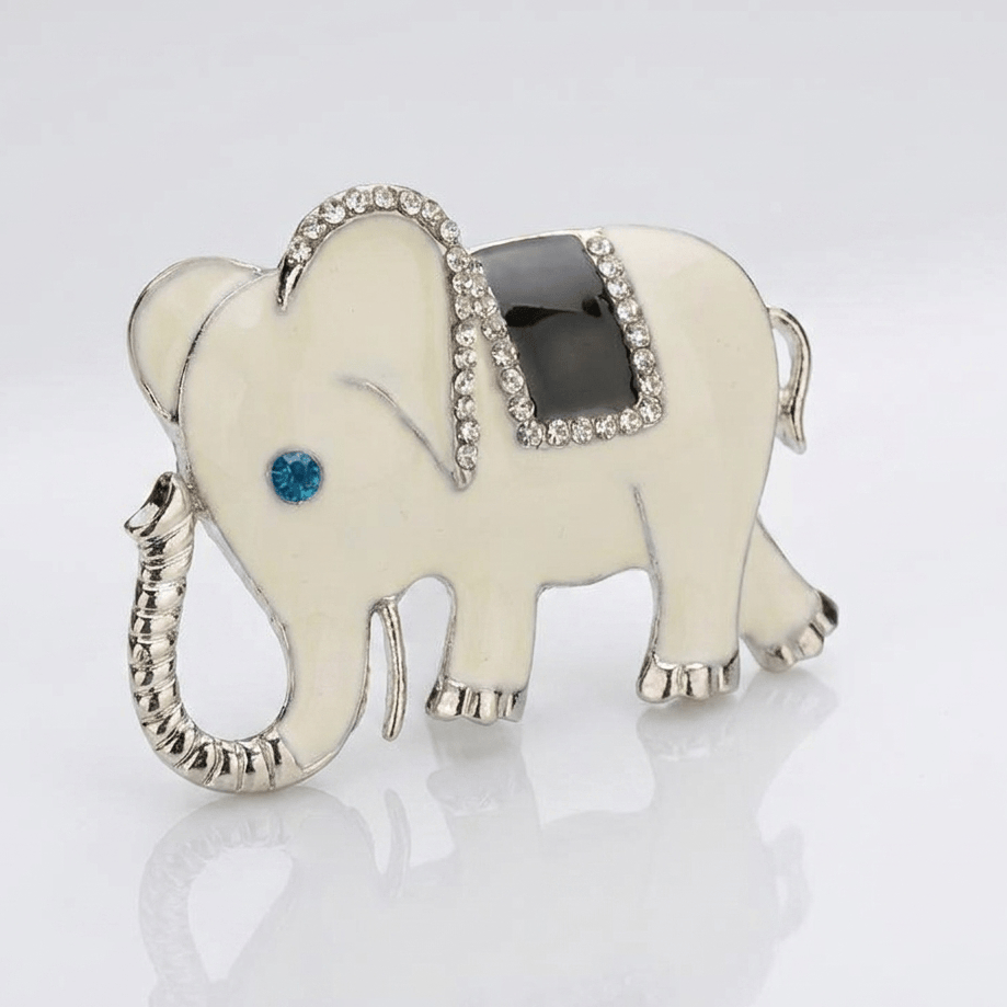 Elegant Blue Gemstone Elephant Brooch