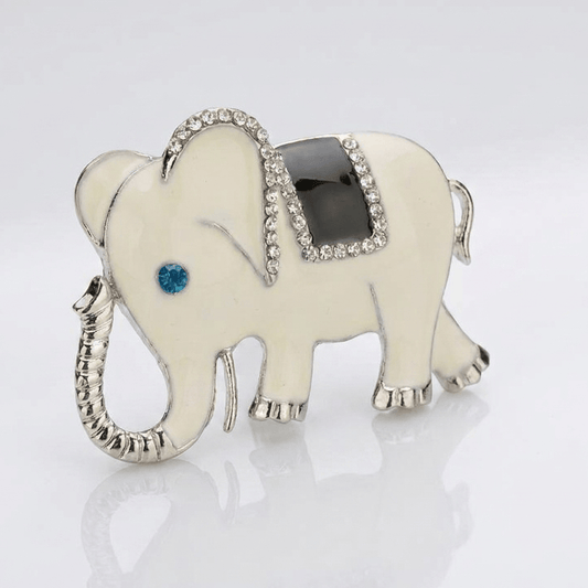 Elegant Blue Gemstone Elephant Brooch