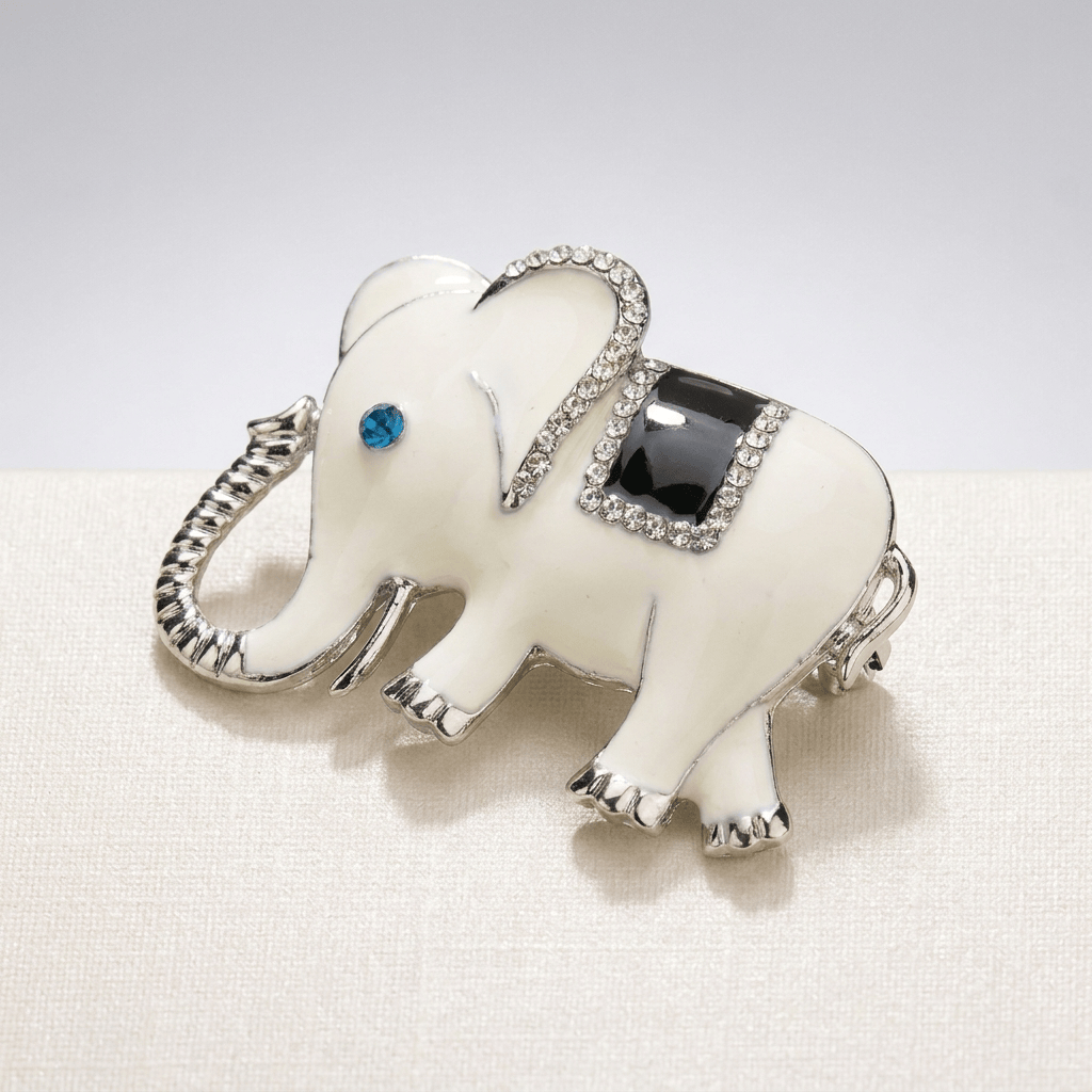 Elegant Blue Gemstone Elephant Brooch