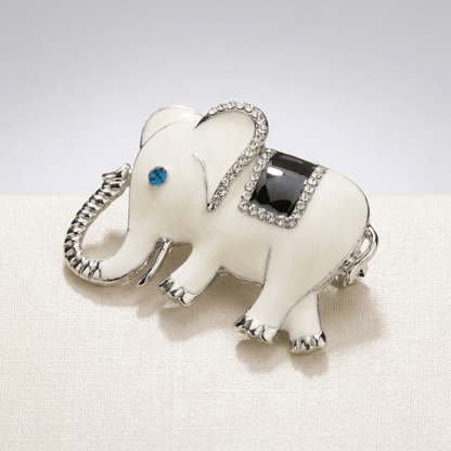 Elegant Blue Gemstone Elephant Brooch