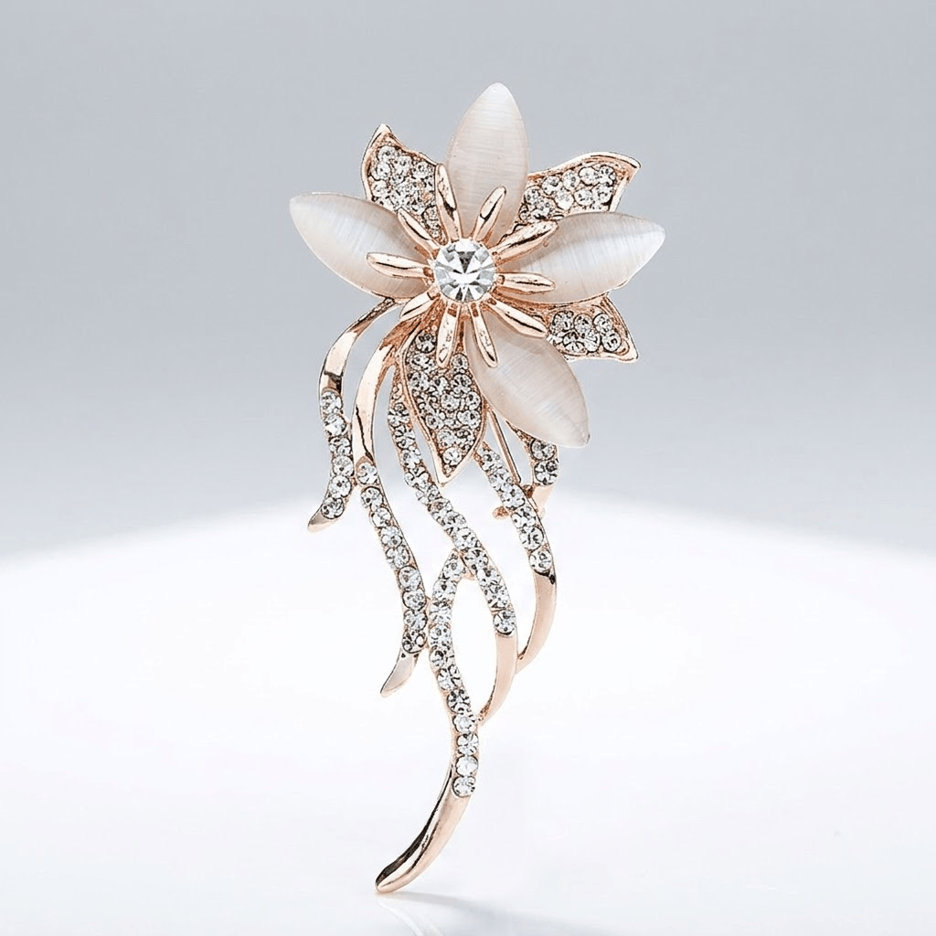 Elegant Floral Gold Brooch