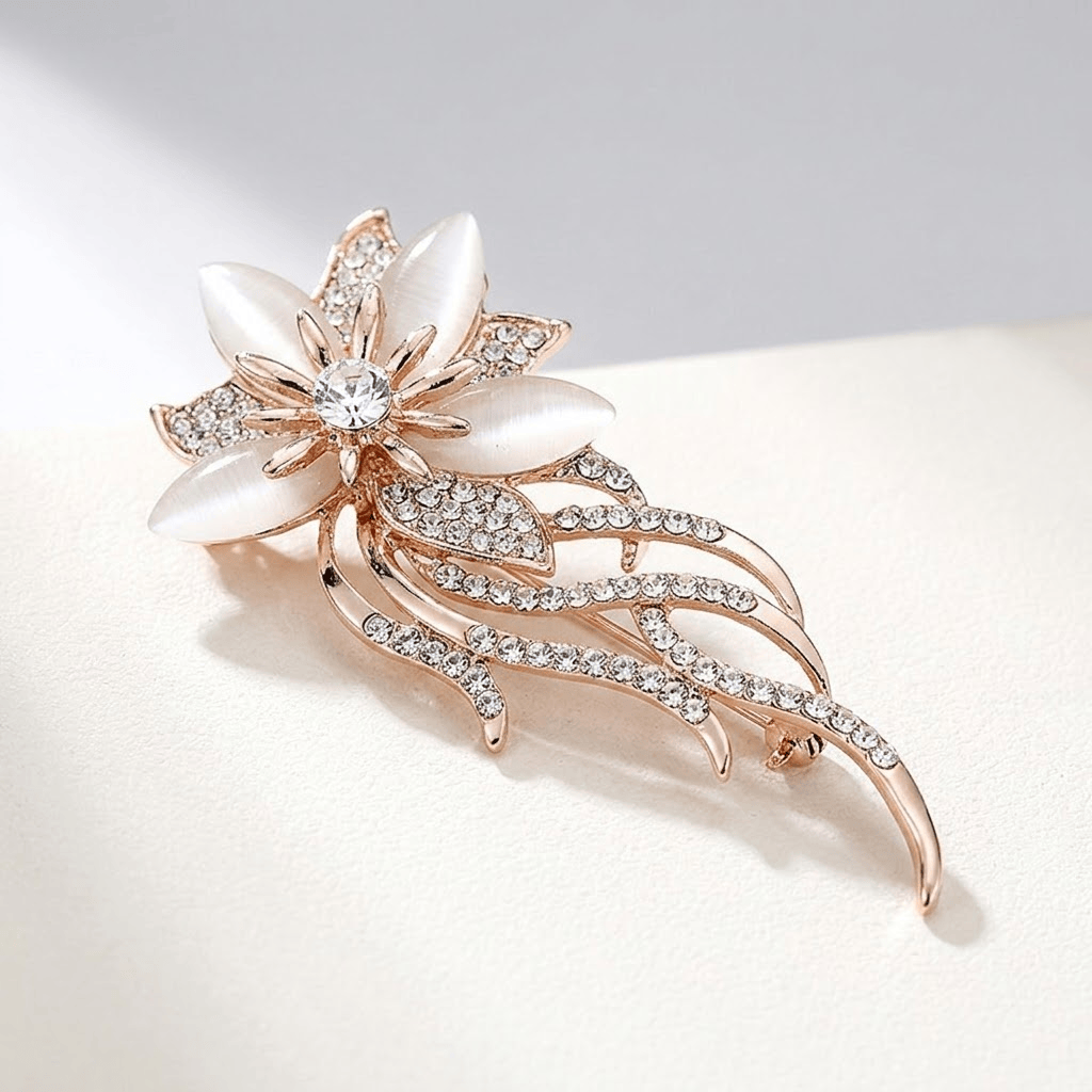 Elegant Floral Gold Brooch