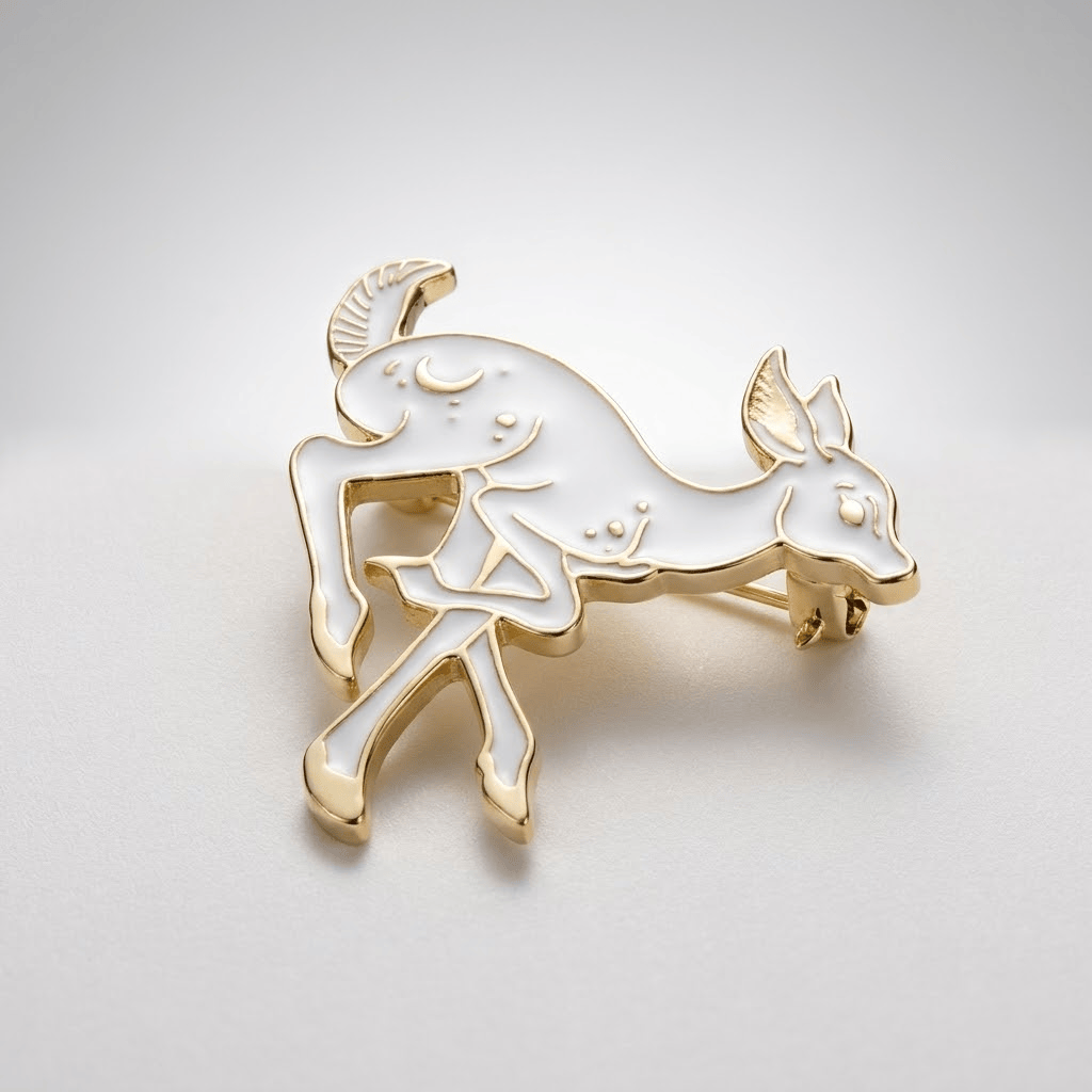 Elegant Artisan Fawn Gold Brooch