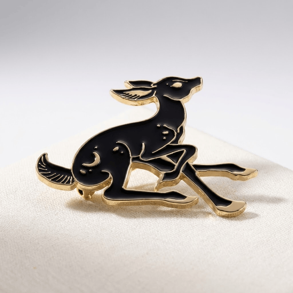 Elegant Artisan Fawn Gold Brooch