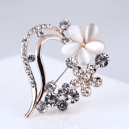 Elegant Crystal Flower Brooch
