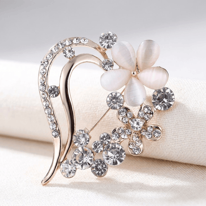 Elegant Crystal Flower Brooch