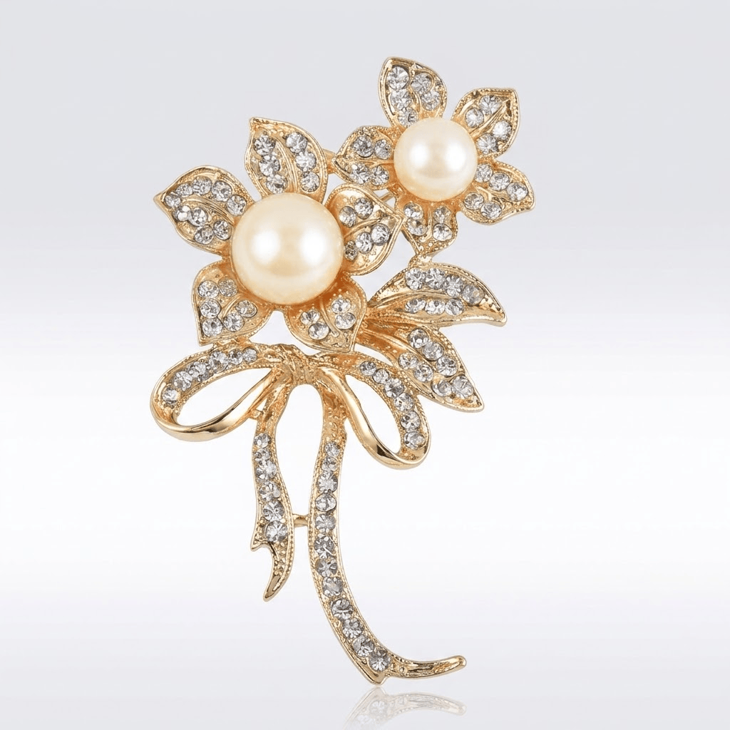 Elegant Gold Floral Brooch