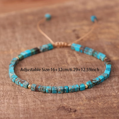 Adjustable Square Stone Turquoise Bracelet