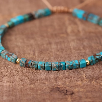 Adjustable Square Stone Turquoise Bracelet