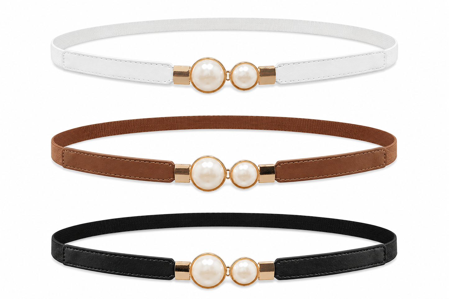 Elegant Double Pearl Stretch Buckle