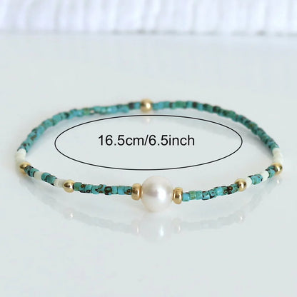 Minimal Turquoise and Pearl Bracelet