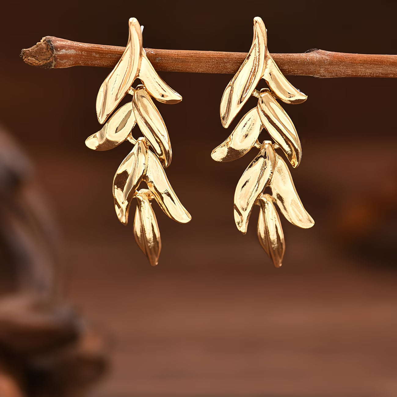 Gracefully Timeless Gold Leaf Earrings