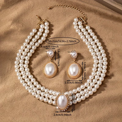 Classic Pearl Strand Jewelry Set