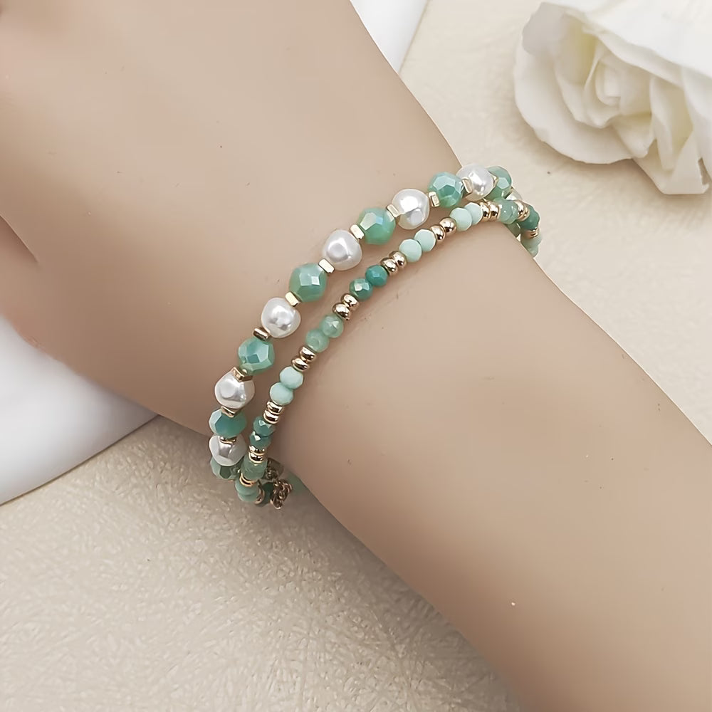 Bohemian Pearl Turquoise Bracelet Set