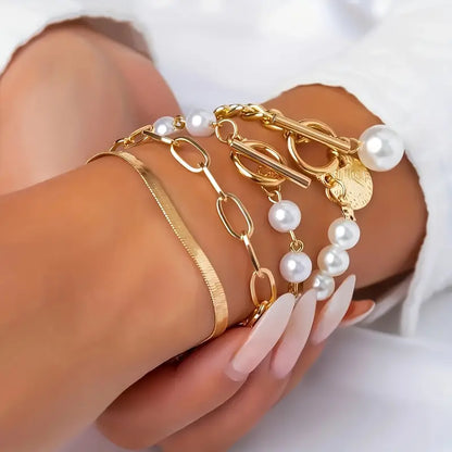Luxe Layered Pearl Bracelet Set