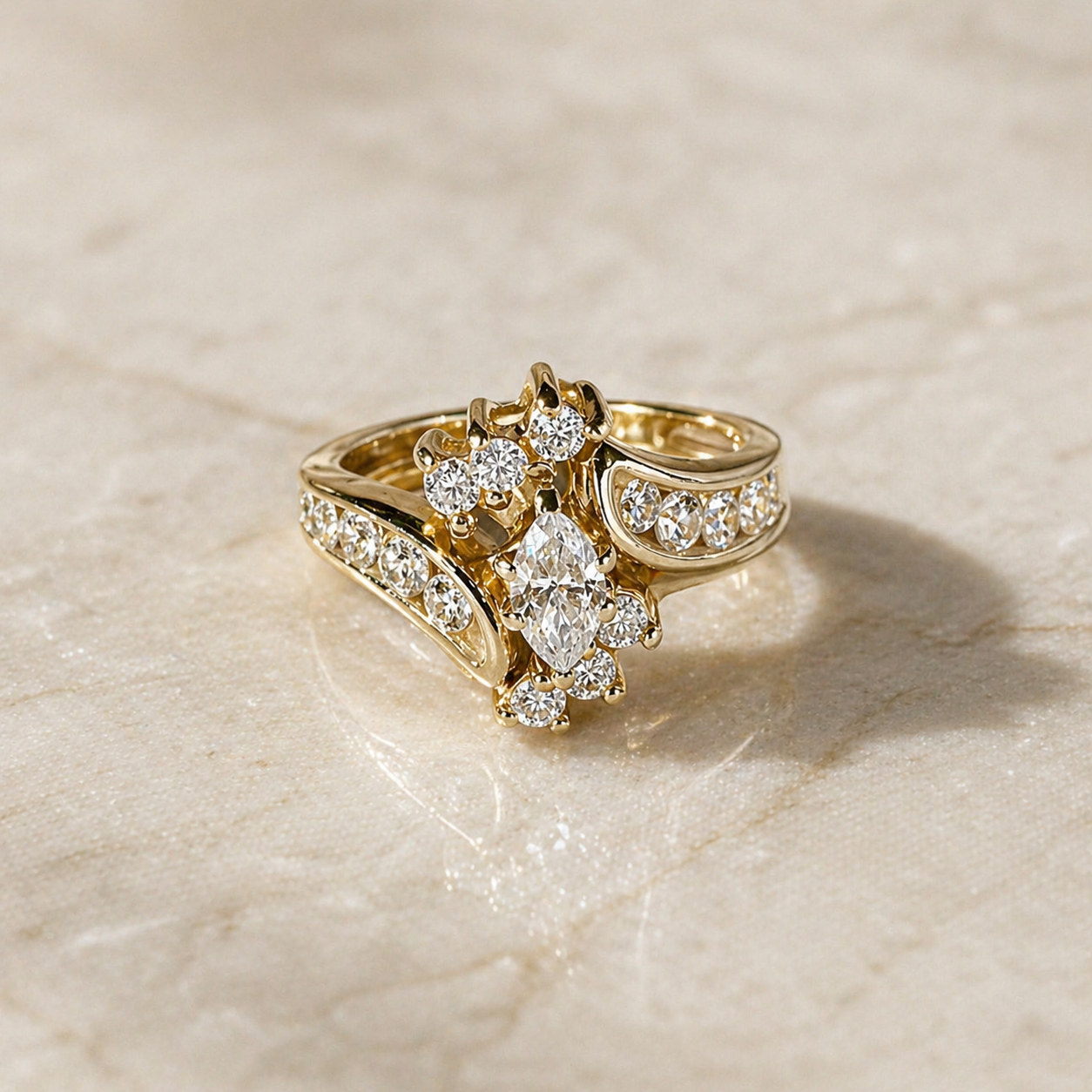 Elegant Vintage-Inspired Gold Zirconia Ring