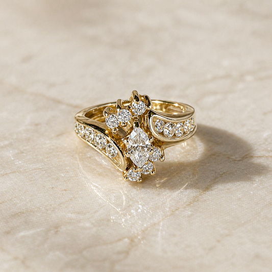 Elegant Vintage-Inspired Gold Zirconia Ring