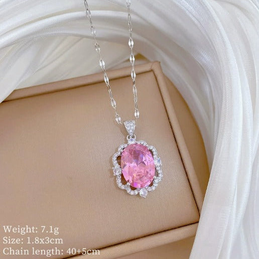 Elegant Rosé Sapphire Crown Necklace