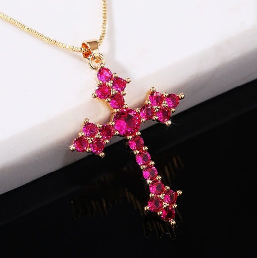 Elegant Rosé Cluster Gold Necklace