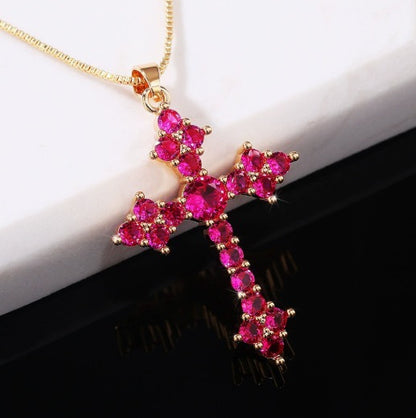 Elegant Rosé Cluster Gold Necklace