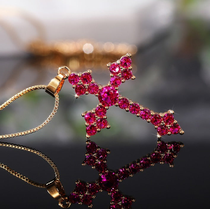 Elegant Rosé Cluster Gold Necklace