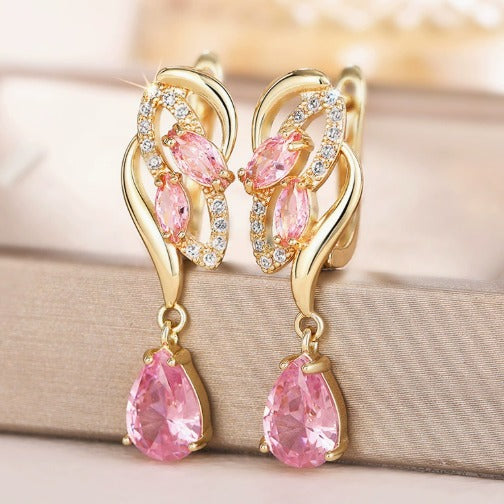 Twirled Rosé Sapphire Drop Earrings