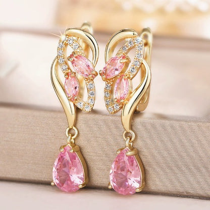 Twirled Rosé Sapphire Drop Earrings