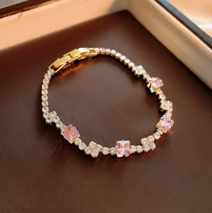 Elegant Rosé Sapphire Squares Bracelet