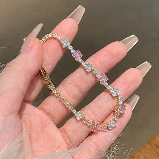 Elegant Rosé Sapphire Squares Bracelet