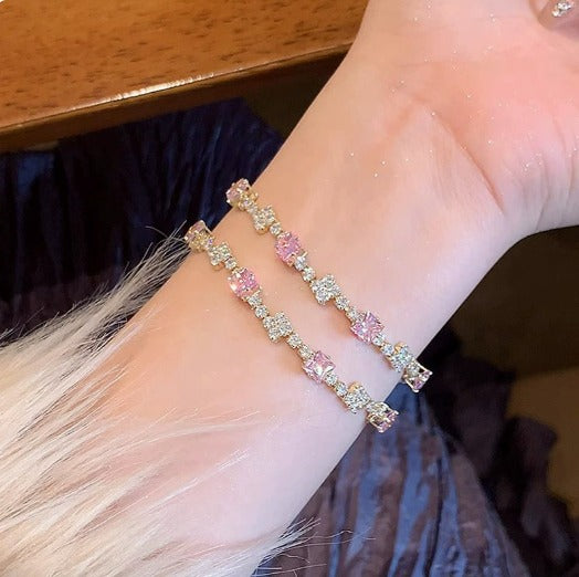 Elegant Rosé Sapphire Squares Bracelet
