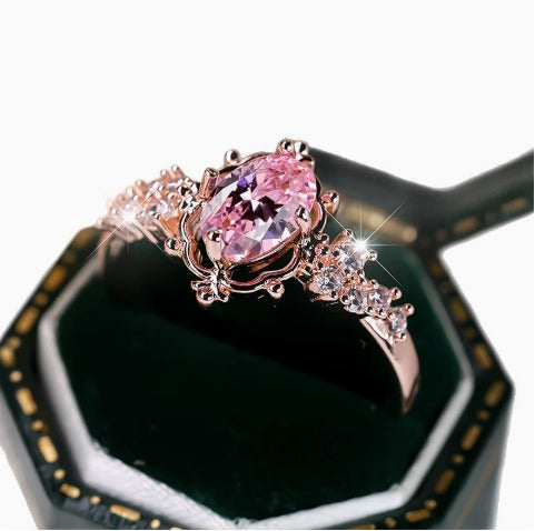 Elegant Rosé Sapphire Rose Gold Tiara Ring