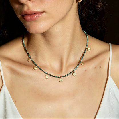 Premium Minimal Turquoise Disc Necklace