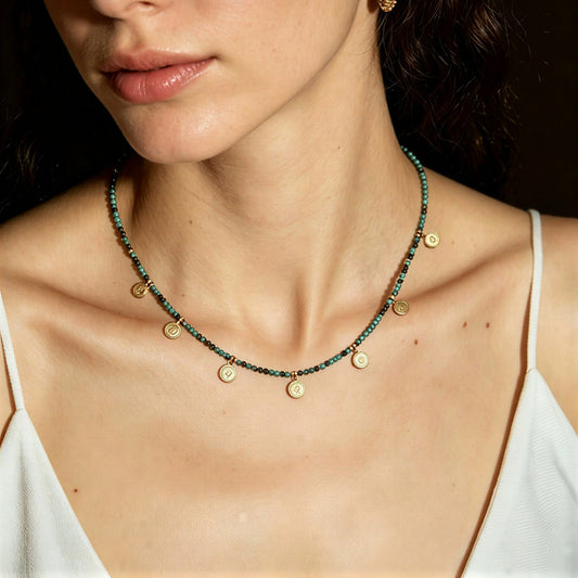 Premium Minimal Turquoise Disc Necklace