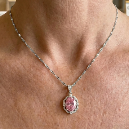 Elegant Rosé Sapphire Crown Necklace