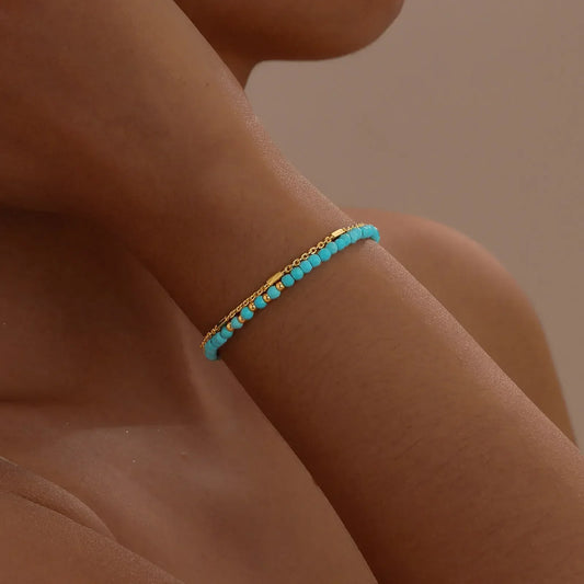 Radiant Gold Turquoise Chain Bracelet